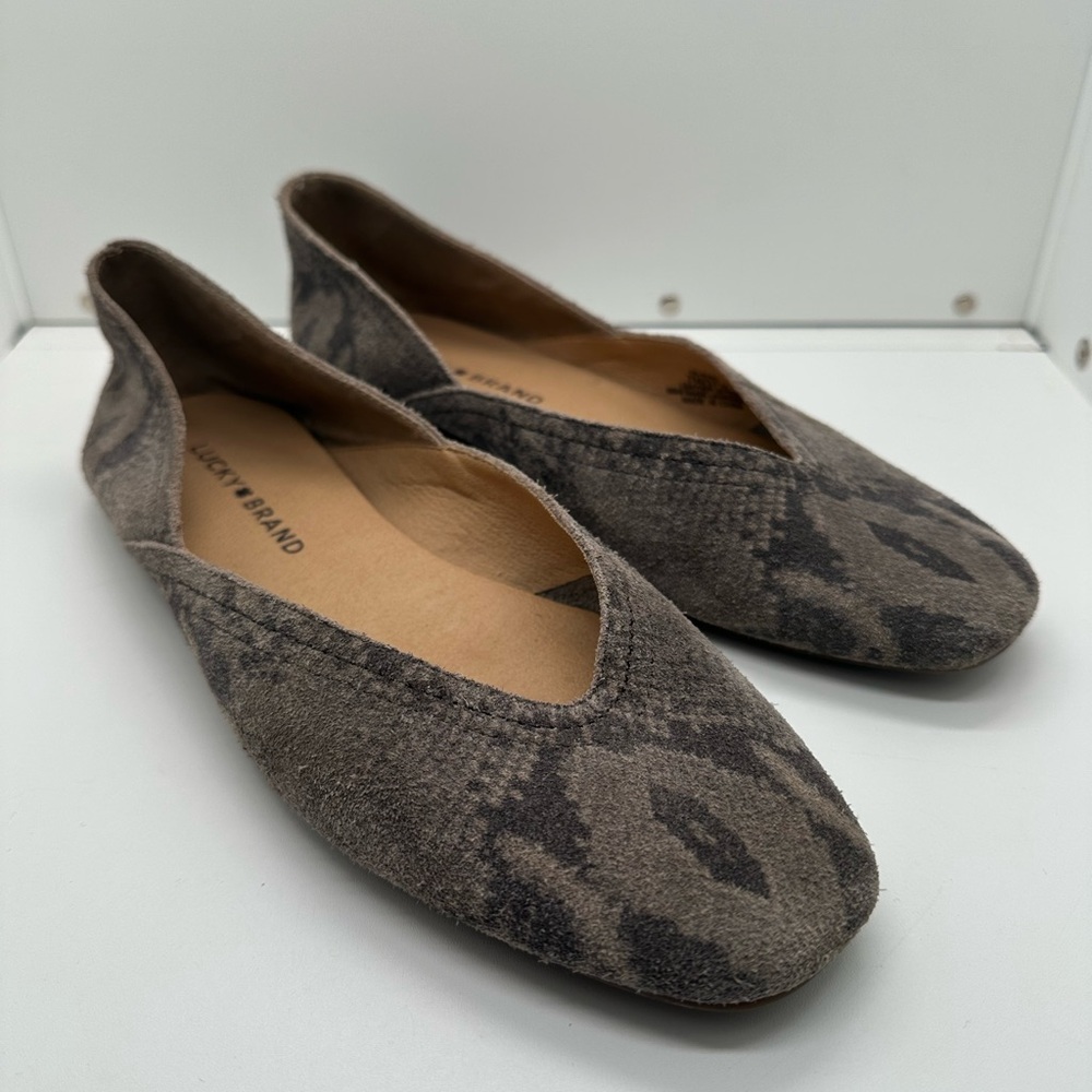 Lucky Brand Alba Driftwood Jasper Retile Leather Upper Flats Size 7